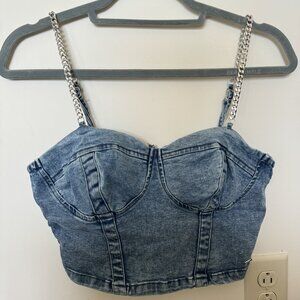 GUESS Denim Bustier Top